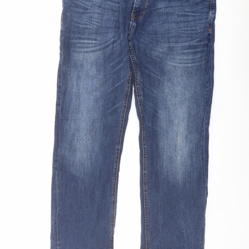 Matalan Mens Blue Cotton Straight Jeans Size 36 in L30 in Regular Button