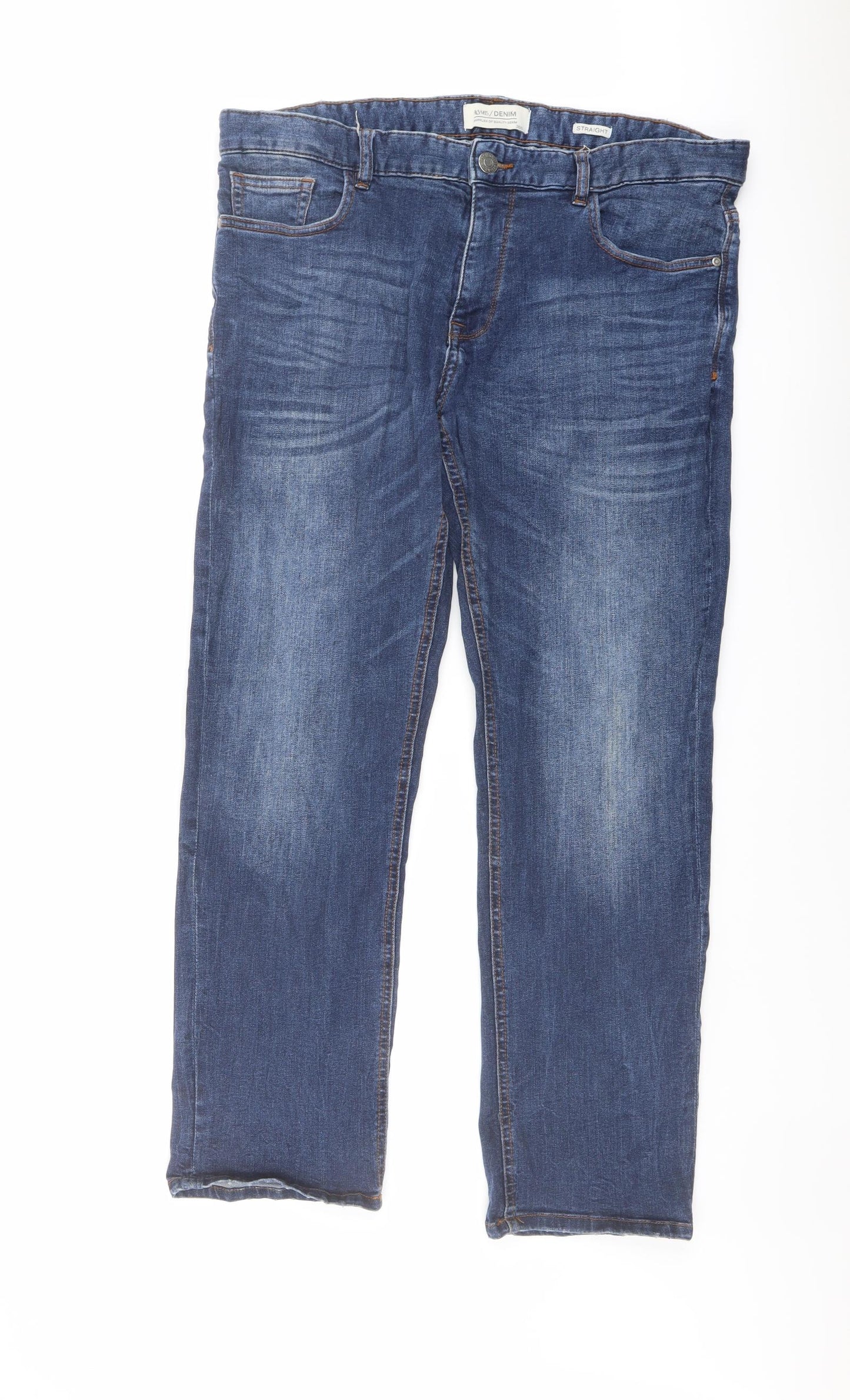 Matalan Mens Blue Cotton Straight Jeans Size 36 in L30 in Regular Button