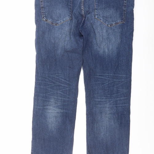 Matalan Mens Blue Cotton Straight Jeans Size 36 in L30 in Regular Button