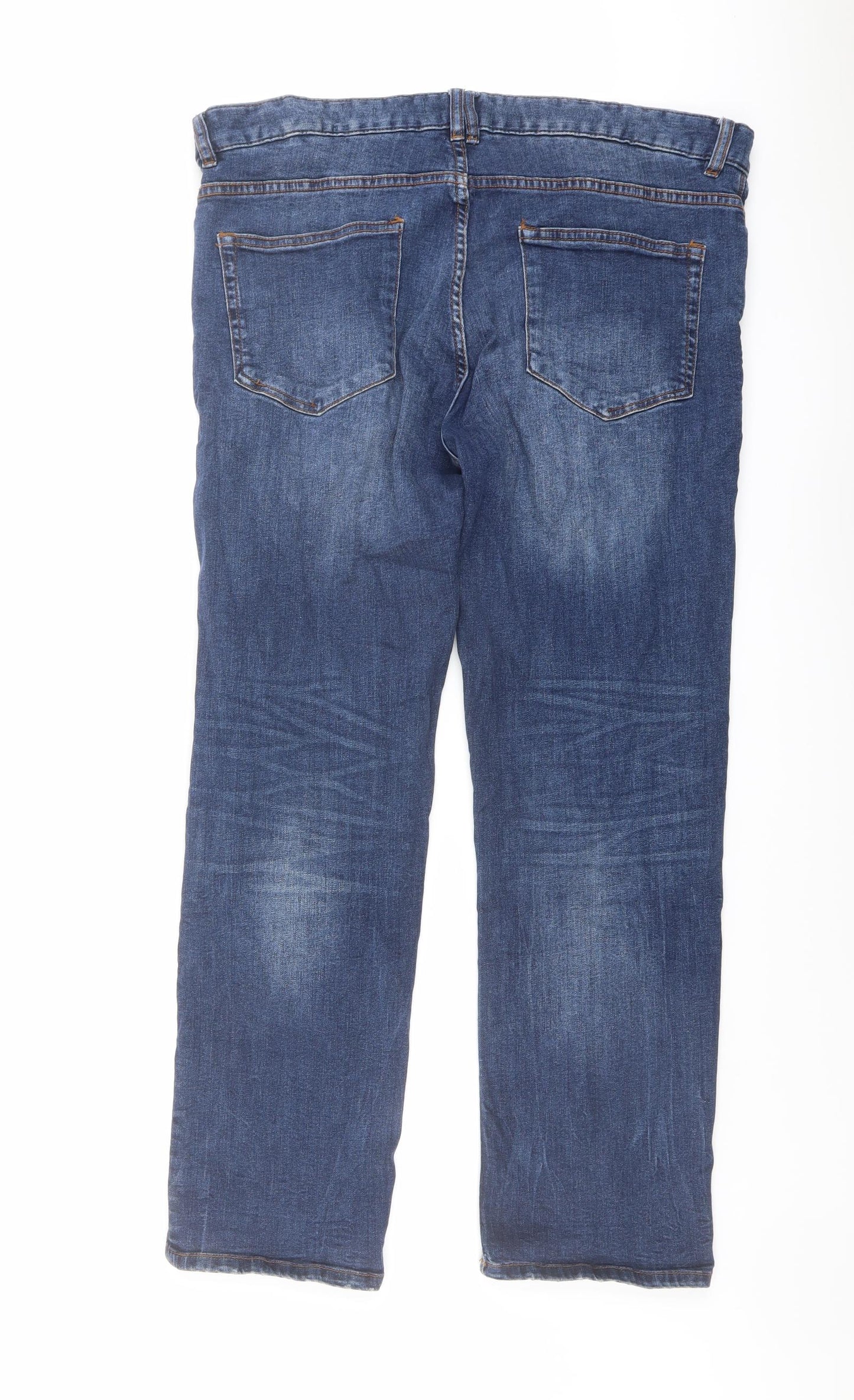 Matalan Mens Blue Cotton Straight Jeans Size 36 in L30 in Regular Button