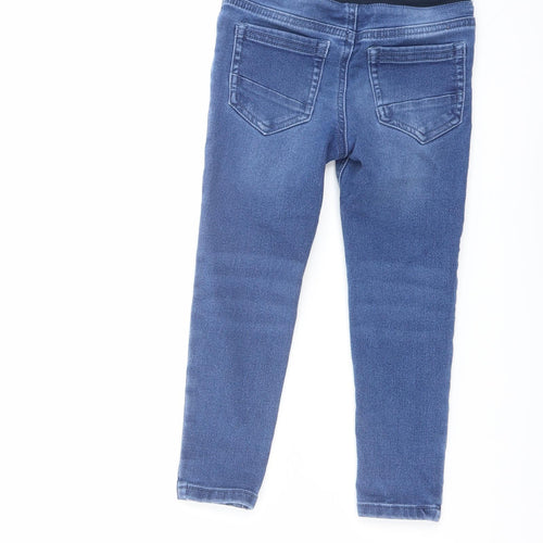 Nutmeg Boys Blue Cotton Skinny Jeans Size 3-4 Years Regular Drawstring - Dinosaur