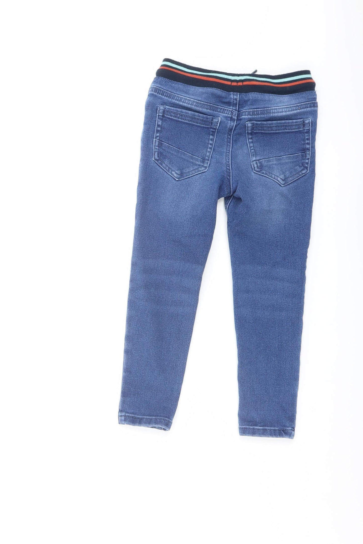 Nutmeg Boys Blue Cotton Skinny Jeans Size 3-4 Years Regular Drawstring - Dinosaur