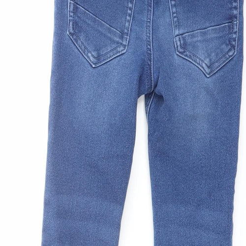 Nutmeg Boys Blue Cotton Skinny Jeans Size 3-4 Years Regular Drawstring - Dinosaur