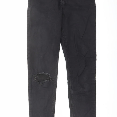 Topshop Womens Black Cotton Skinny Jeans Size 28 in L32 in Regular Button