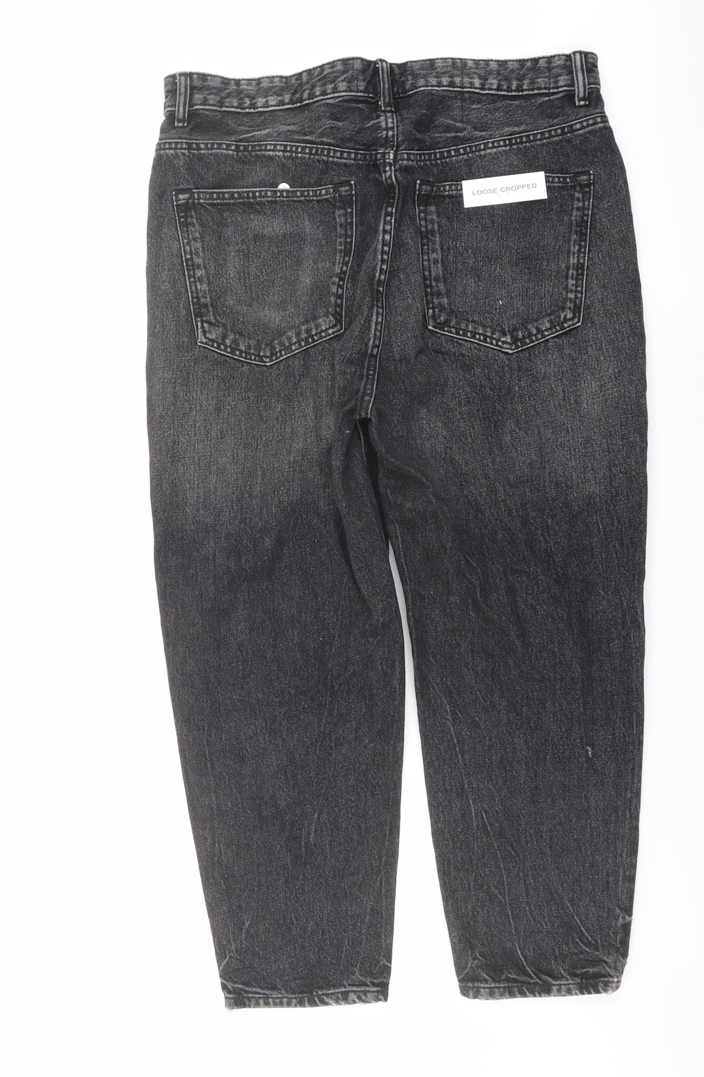 Zara Womens Grey Cotton Cropped Jeans Size 16 L24 in Regular Button