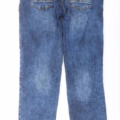 Jacqueline de Yong Womens Blue Cotton Straight Jeans Size 30 in L30 in Regular Button