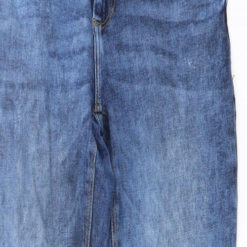Jacqueline de Yong Womens Blue Cotton Straight Jeans Size 30 in L30 in Regular Button