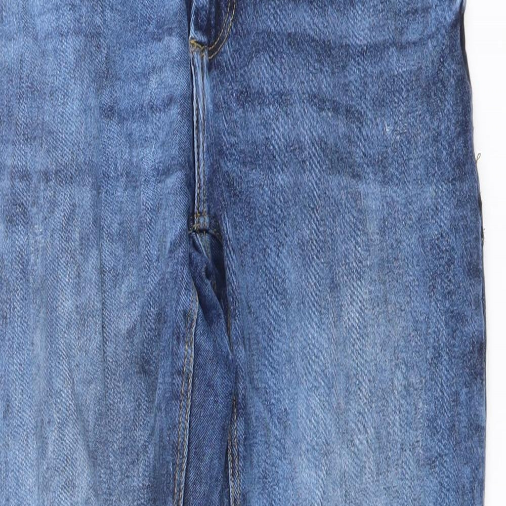 Jacqueline de Yong Womens Blue Cotton Straight Jeans Size 30 in L30 in Regular Button