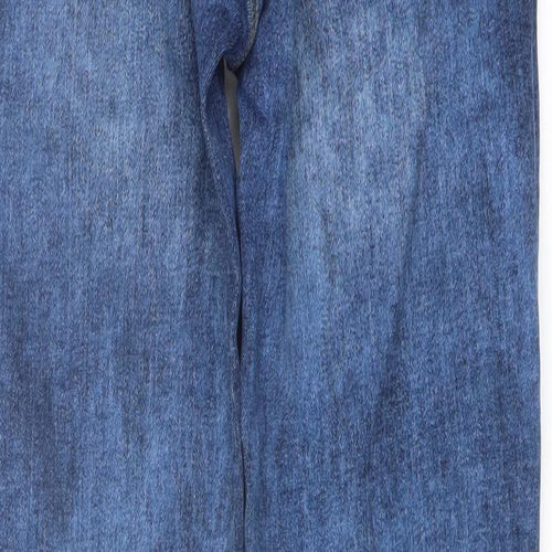 Jacqueline de Yong Womens Blue Cotton Straight Jeans Size 30 in L30 in Regular Button