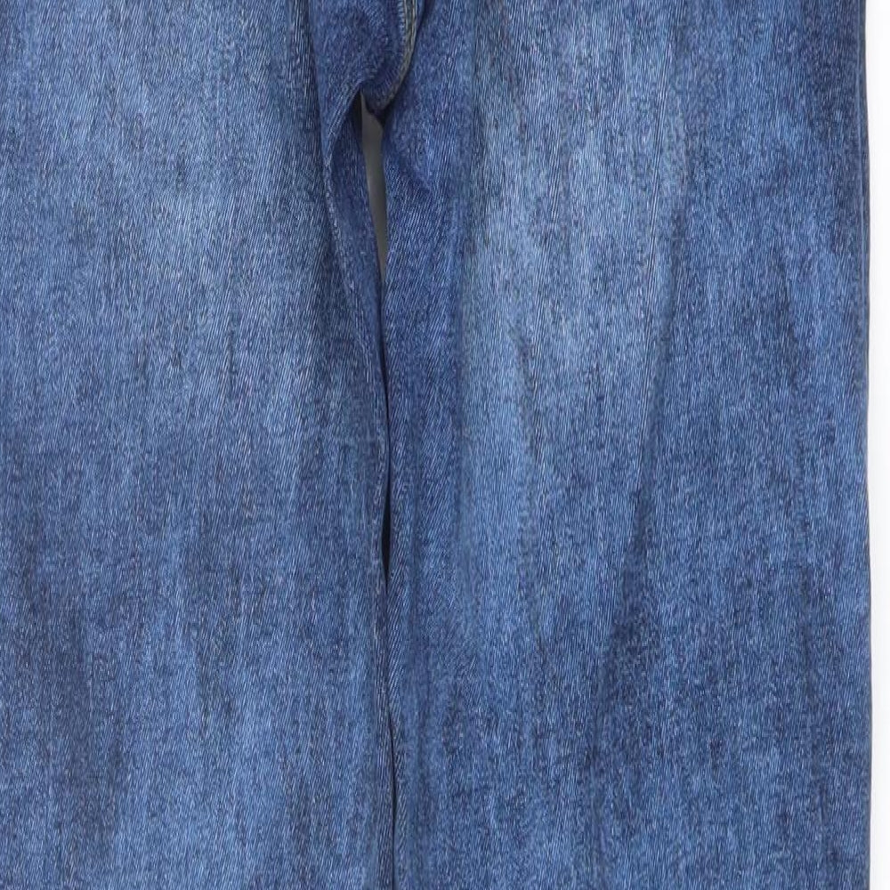 Jacqueline de Yong Womens Blue Cotton Straight Jeans Size 30 in L30 in Regular Button