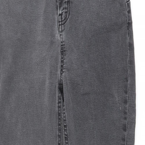 Denim & Co. Womens Grey Cotton Skinny Jeans Size 14 L26 in Regular Button
