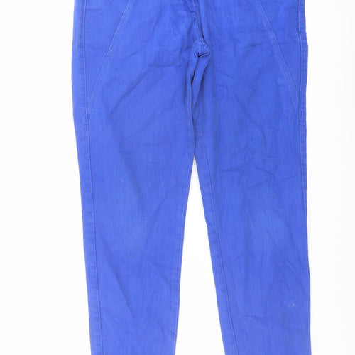 Marks and Spencer Womens Blue Cotton Straight Jeans Size 12 L28 in Regular Button