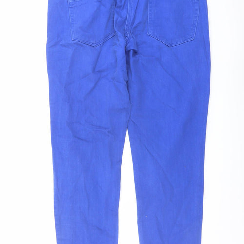 Marks and Spencer Womens Blue Cotton Straight Jeans Size 12 L28 in Regular Button