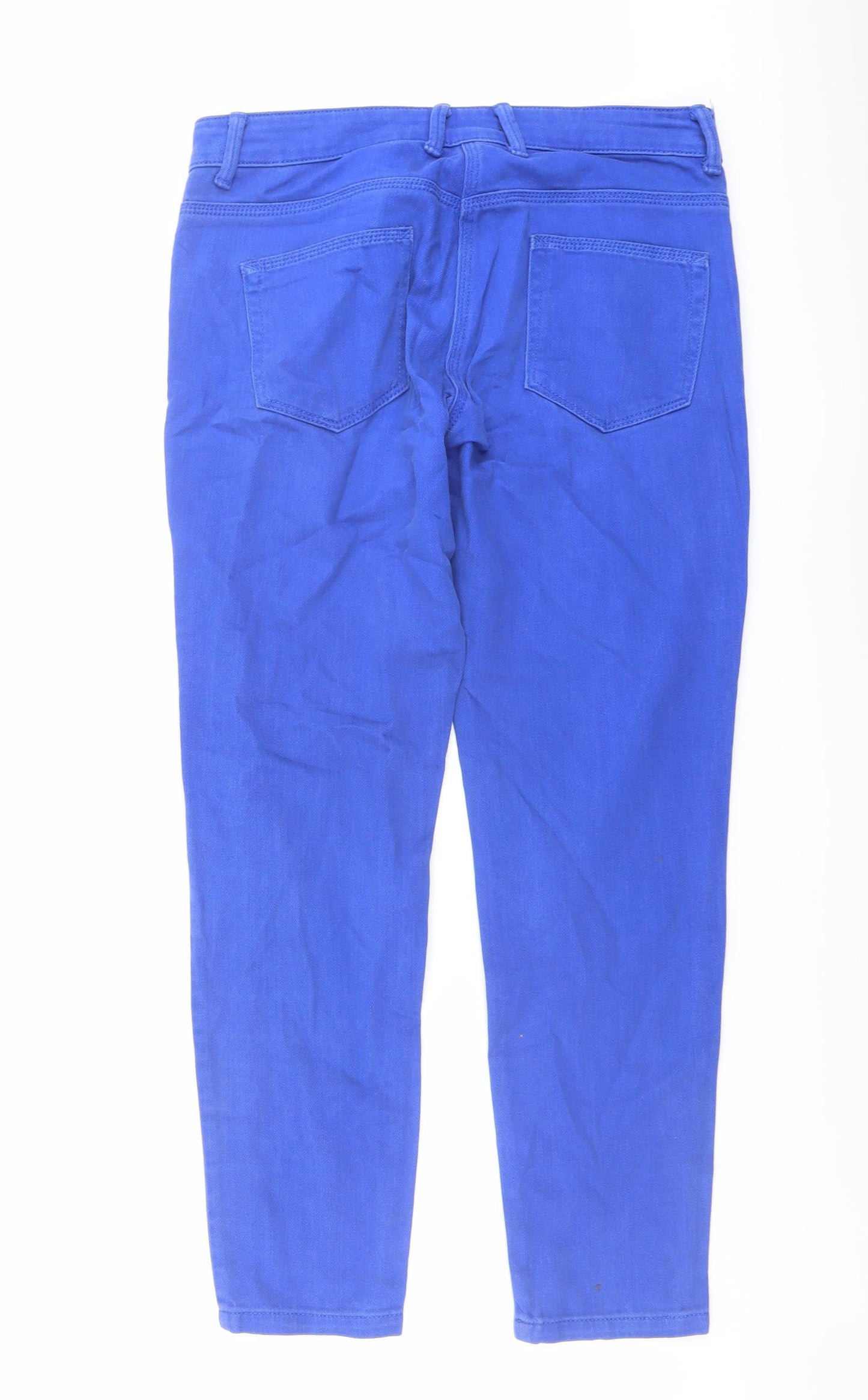 Marks and Spencer Womens Blue Cotton Straight Jeans Size 12 L28 in Regular Button