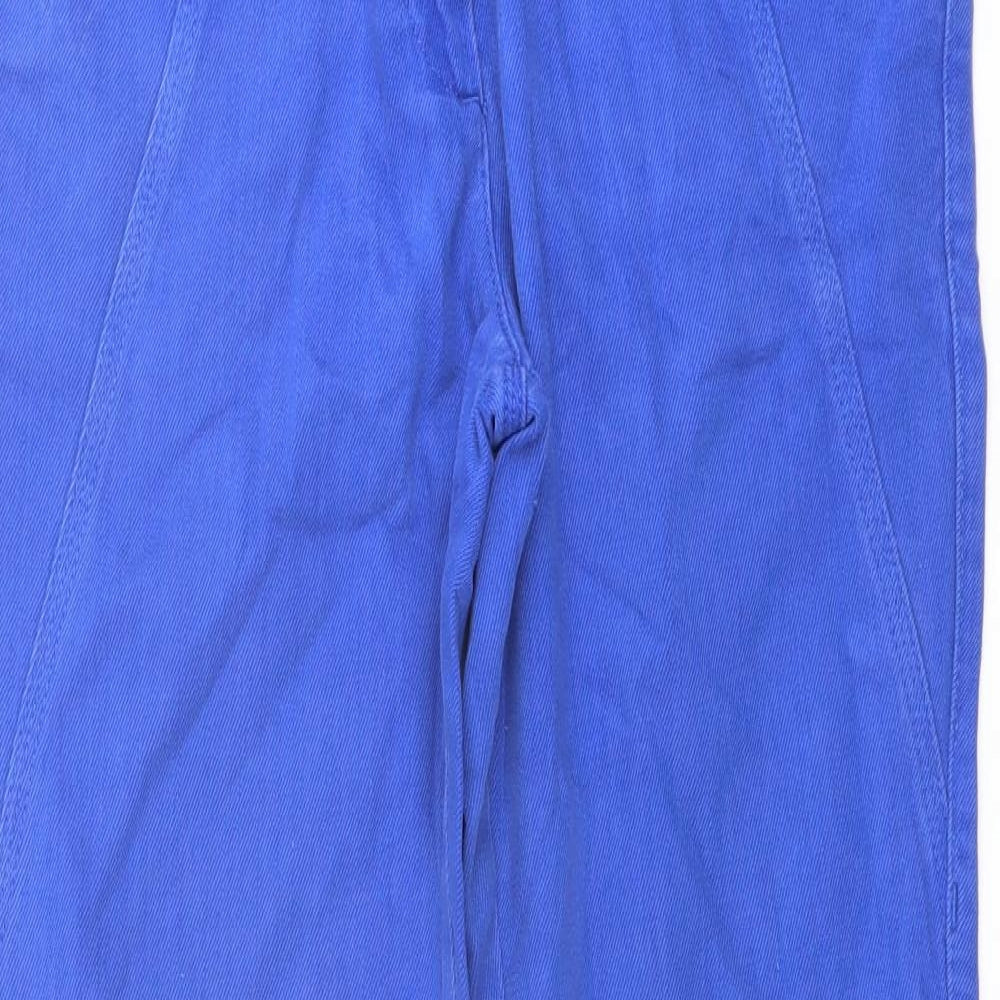 Marks and Spencer Womens Blue Cotton Straight Jeans Size 12 L28 in Regular Button