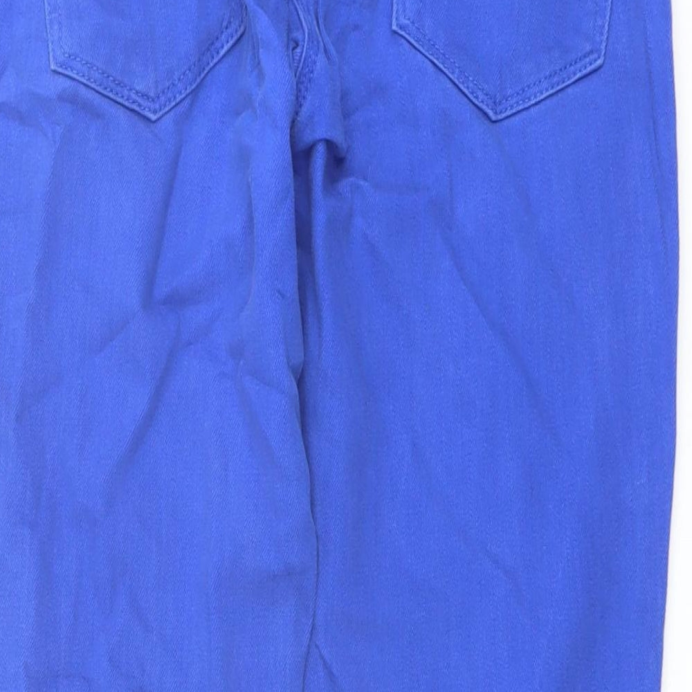 Marks and Spencer Womens Blue Cotton Straight Jeans Size 12 L28 in Regular Button