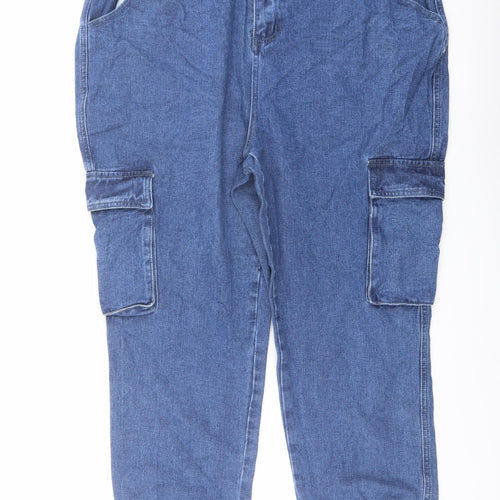 Yours Womens Blue Cotton Straight Jeans Size 22 L29 in Regular Button