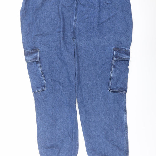Yours Womens Blue Cotton Straight Jeans Size 22 L29 in Regular Button