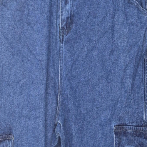Yours Womens Blue Cotton Straight Jeans Size 22 L29 in Regular Button