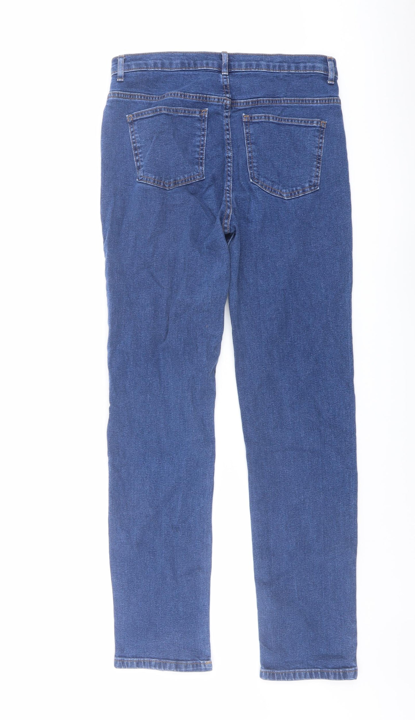 Marks and Spencer Womens Blue Cotton Straight Jeans Size 12 L30 in Regular Button