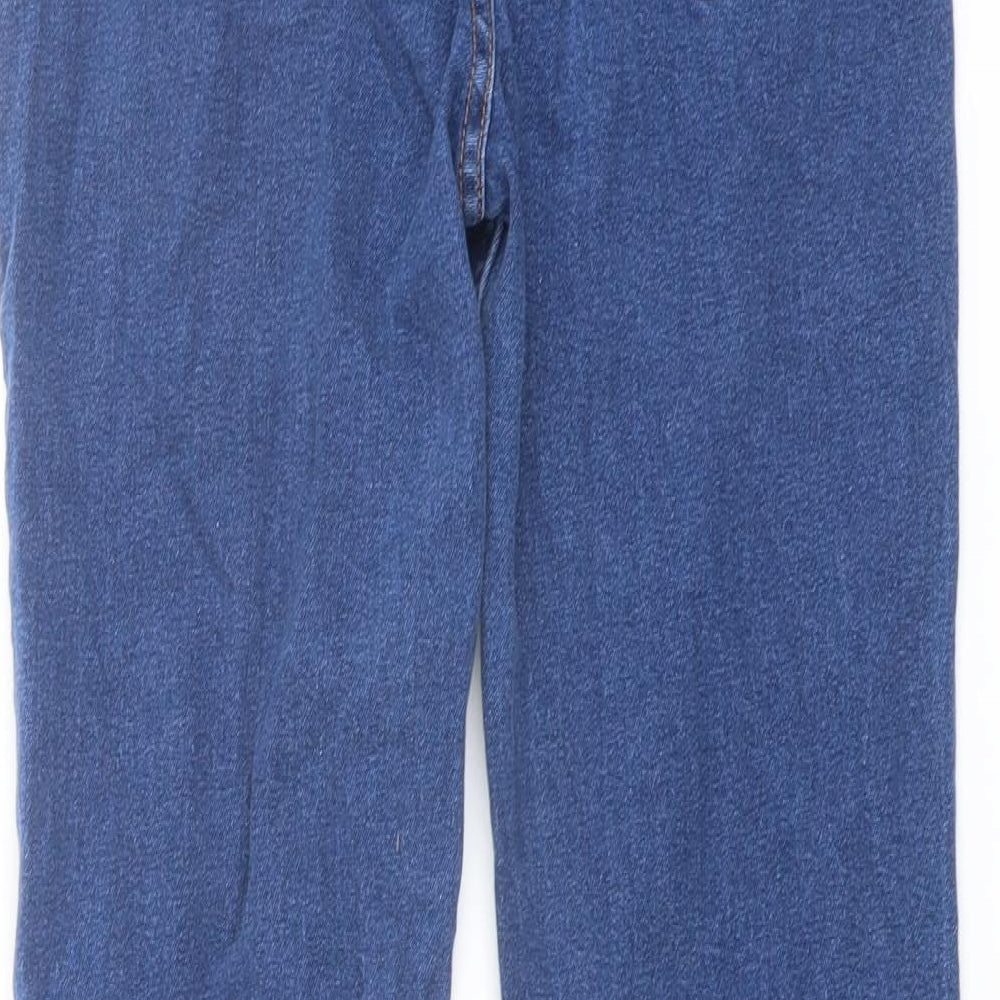 Marks and Spencer Womens Blue Cotton Straight Jeans Size 12 L30 in Regular Button