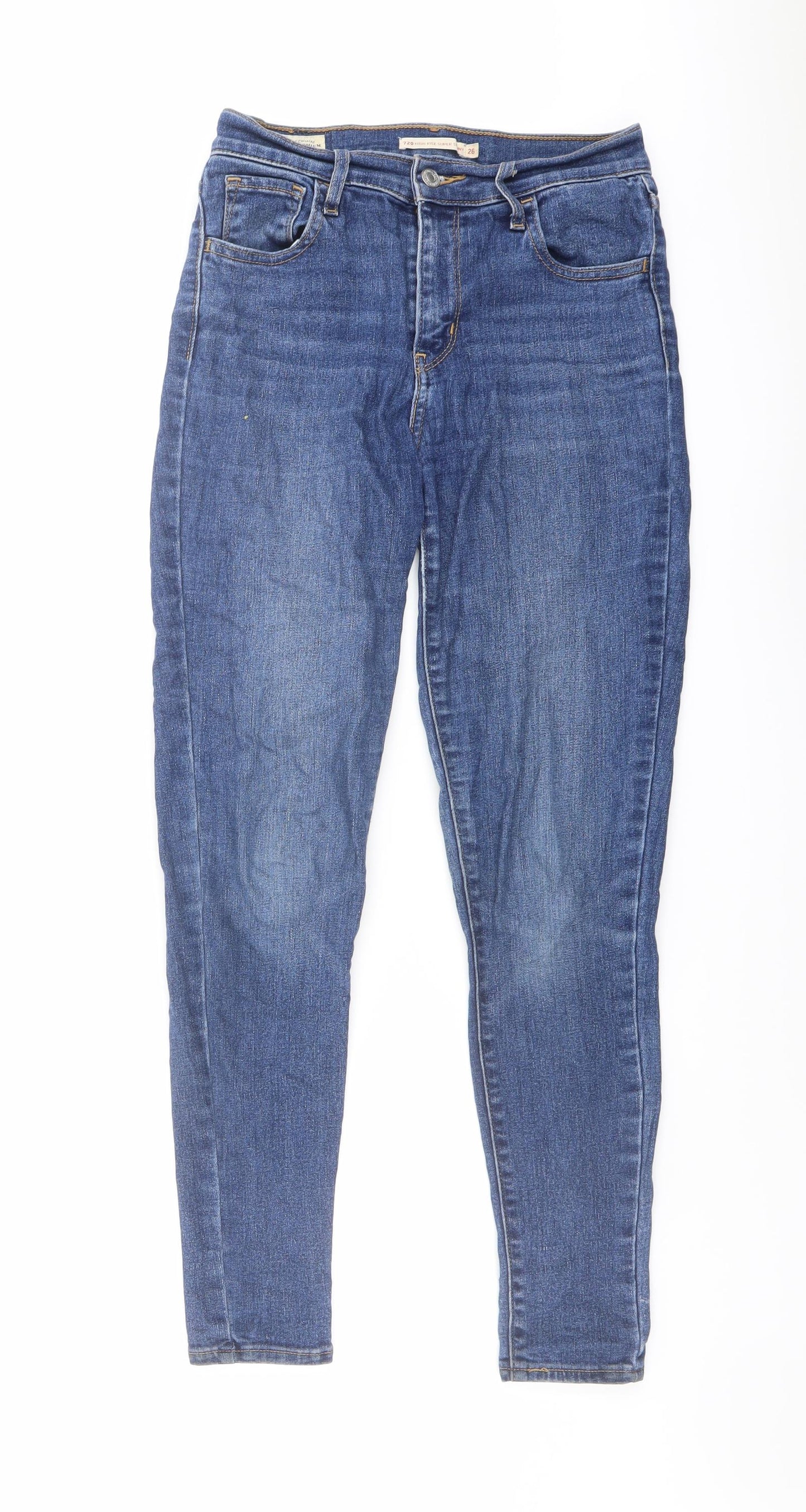 Levi's Womens Blue Cotton Skinny Jeans Size 26 in L28 in Regular Button