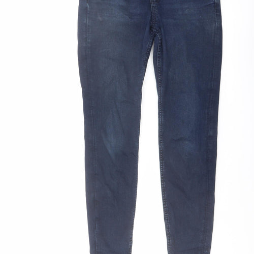 Marks and Spencer Womens Blue Cotton Skinny Jeans Size 8 L27 in Regular Button