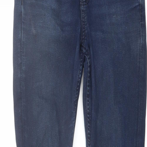Marks and Spencer Womens Blue Cotton Skinny Jeans Size 8 L27 in Regular Button