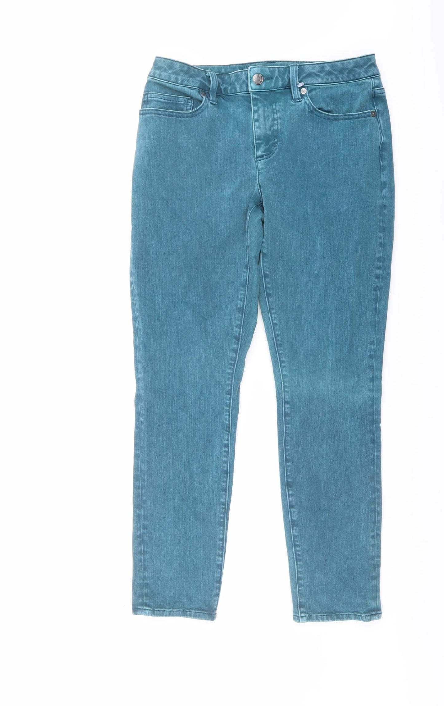 Lands' End Womens Green Cotton Skinny Jeans Size 10 L27 in Regular Button