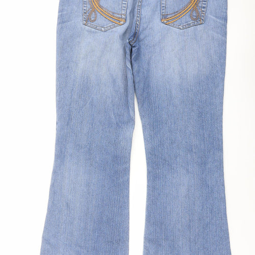 M&Co Womens Blue Cotton Bootcut Jeans Size 14 L28 in Regular Button