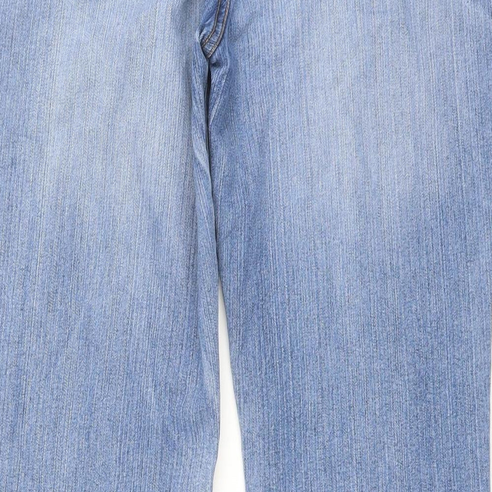 M&Co Womens Blue Cotton Bootcut Jeans Size 14 L28 in Regular Button