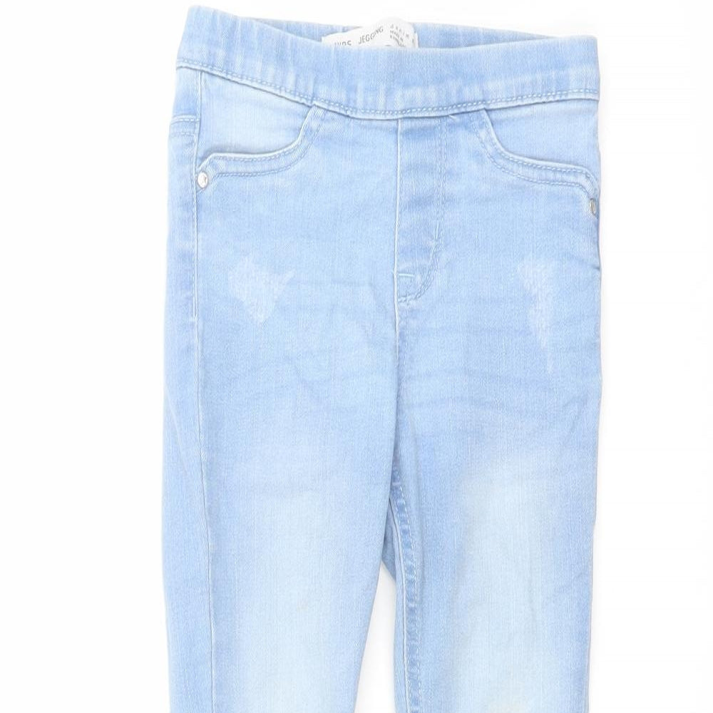 Denim & Co. Girls Blue Cotton Jegging Jeans Size 3-4 Years Regular Pullover