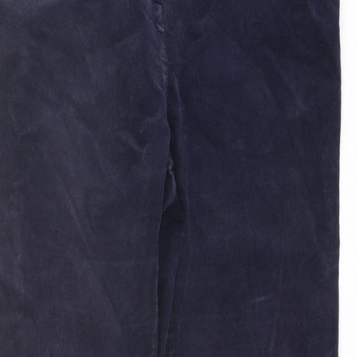 Marks and Spencer Womens Blue Cotton Trousers Size 14 L29 in Regular Button