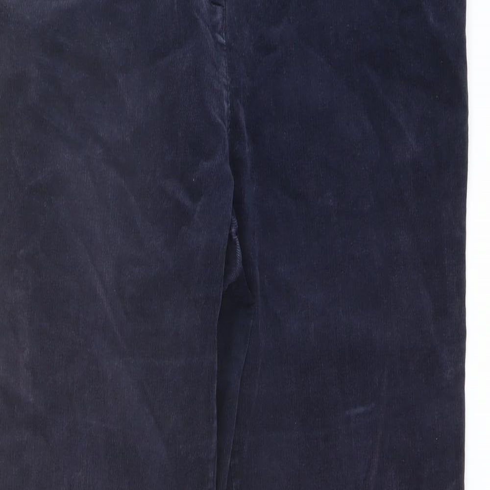 Marks and Spencer Womens Blue Cotton Trousers Size 14 L29 in Regular Button
