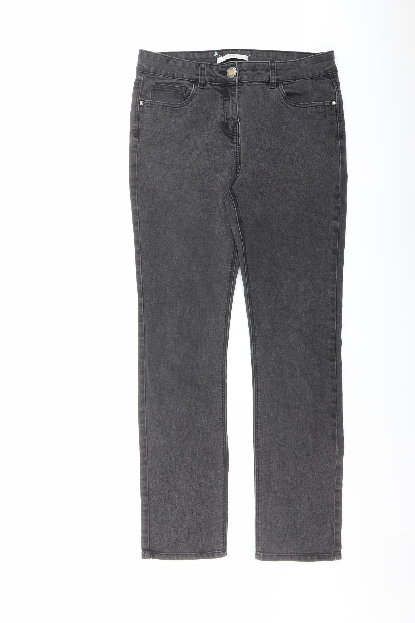 George Womens Grey Cotton Straight Jeans Size 12 L28 in Regular Button