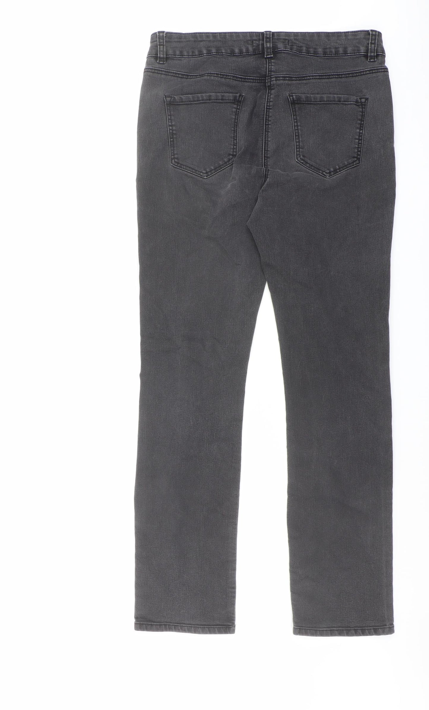 George Womens Grey Cotton Straight Jeans Size 12 L28 in Regular Button