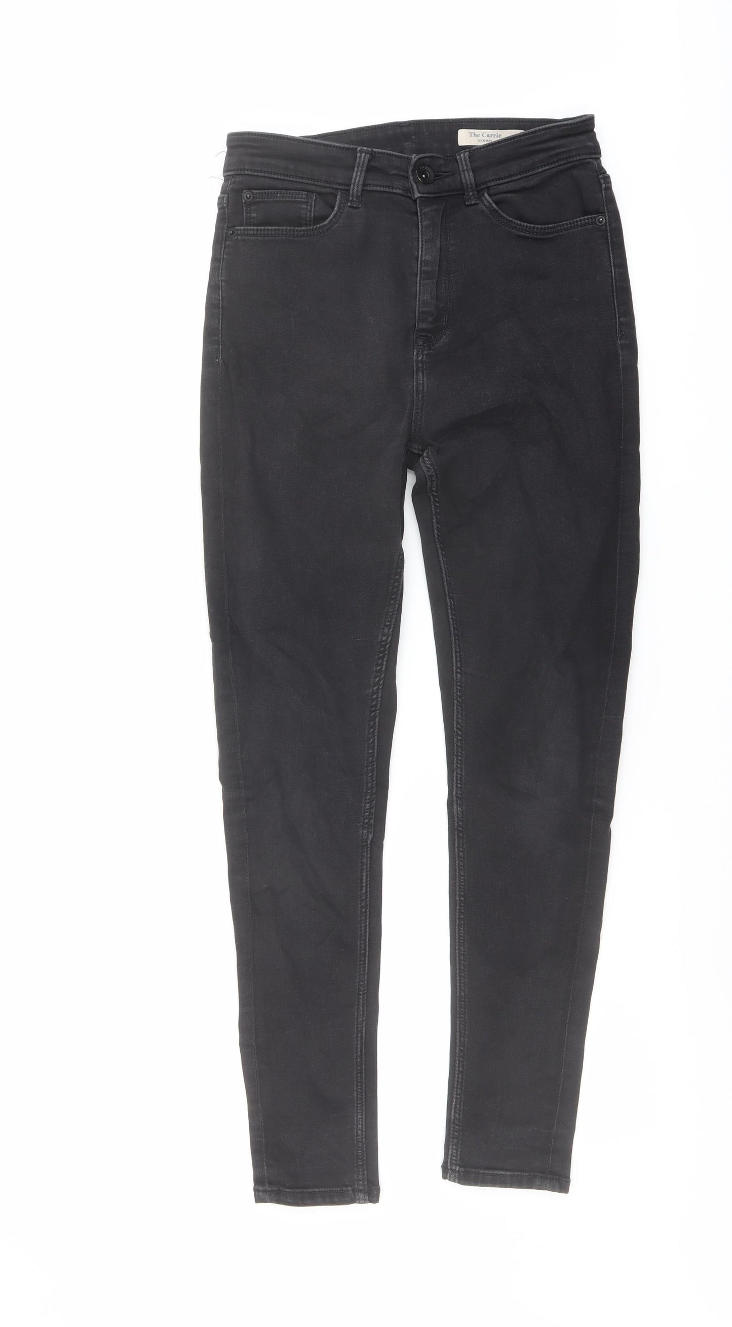 Marks and Spencer Womens Grey Cotton Skinny Jeans Size 8 L28 in Regular Button