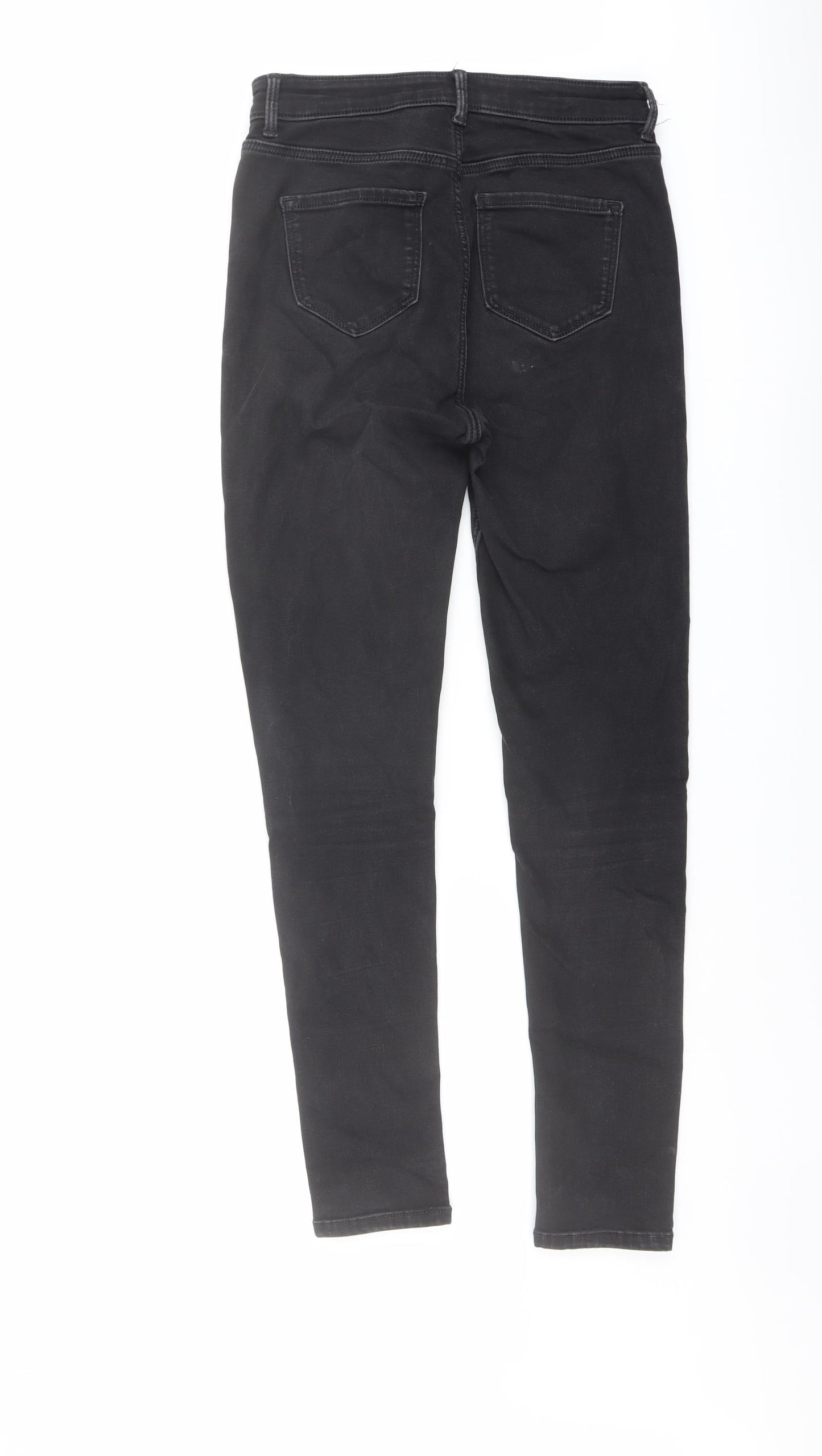 Marks and Spencer Womens Grey Cotton Skinny Jeans Size 8 L28 in Regular Button