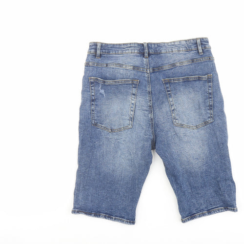 Easy Mens Blue Cotton Chino Shorts Size 34 in L11 in Regular Button