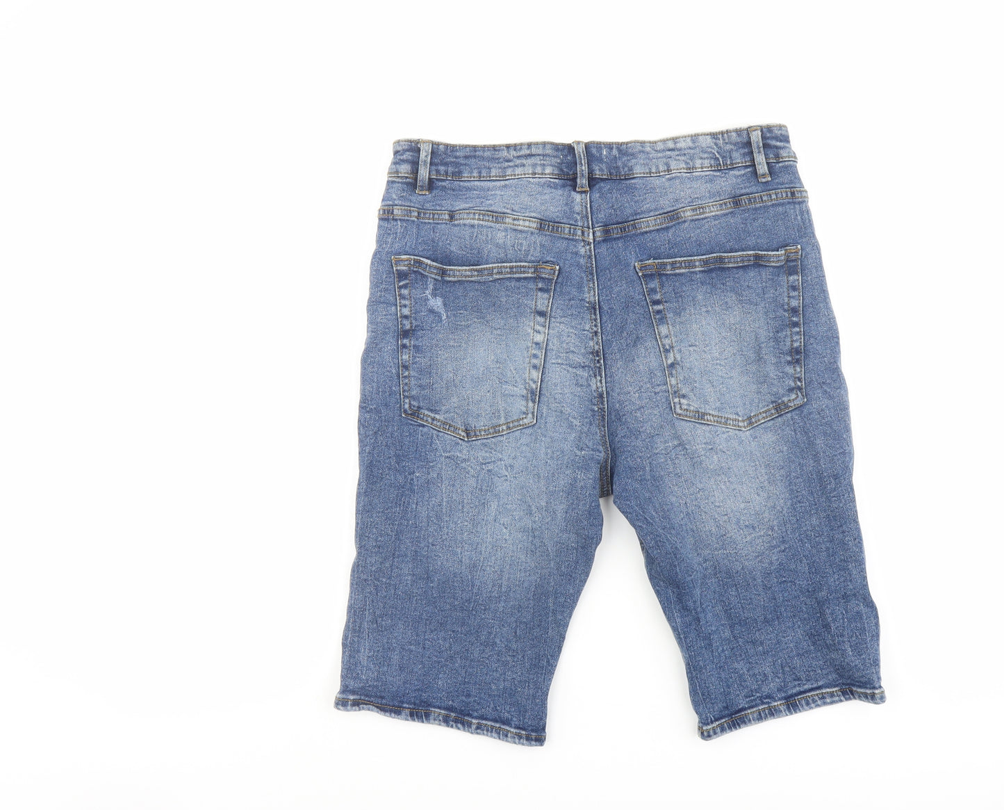 Easy Mens Blue Cotton Chino Shorts Size 34 in L11 in Regular Button