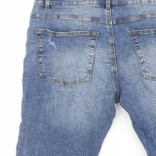 Easy Mens Blue Cotton Chino Shorts Size 34 in L11 in Regular Button