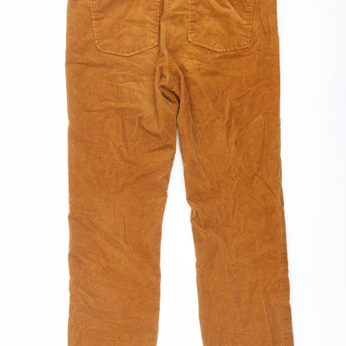 Marks and Spencer Womens Brown Cotton Trousers Size 12 L28 in Regular Button