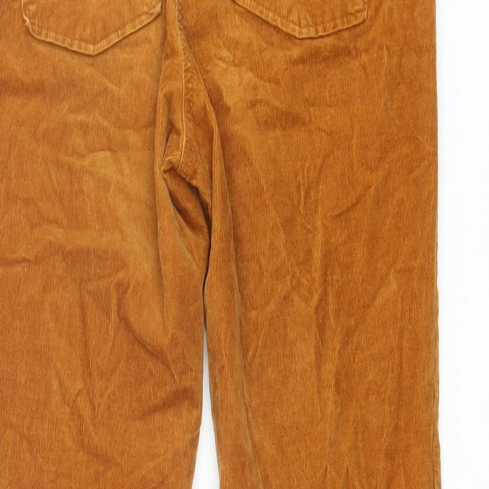 Marks and Spencer Womens Brown Cotton Trousers Size 12 L28 in Regular Button
