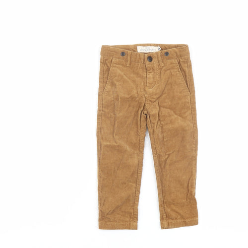 H&M Boys Brown Cotton Carrot Trousers Size 2 Years Regular Button