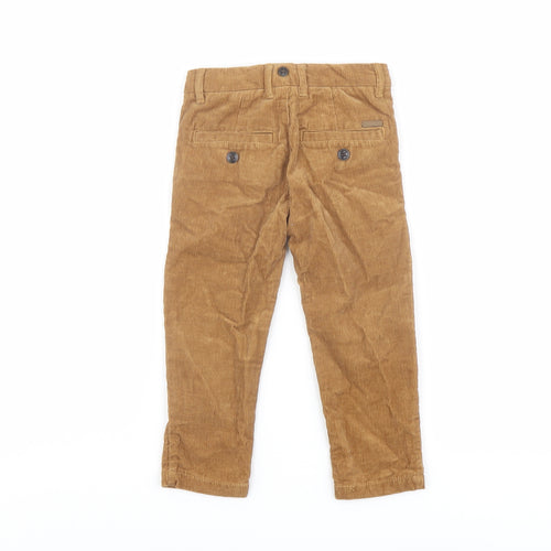 H&M Boys Brown Cotton Carrot Trousers Size 2 Years Regular Button