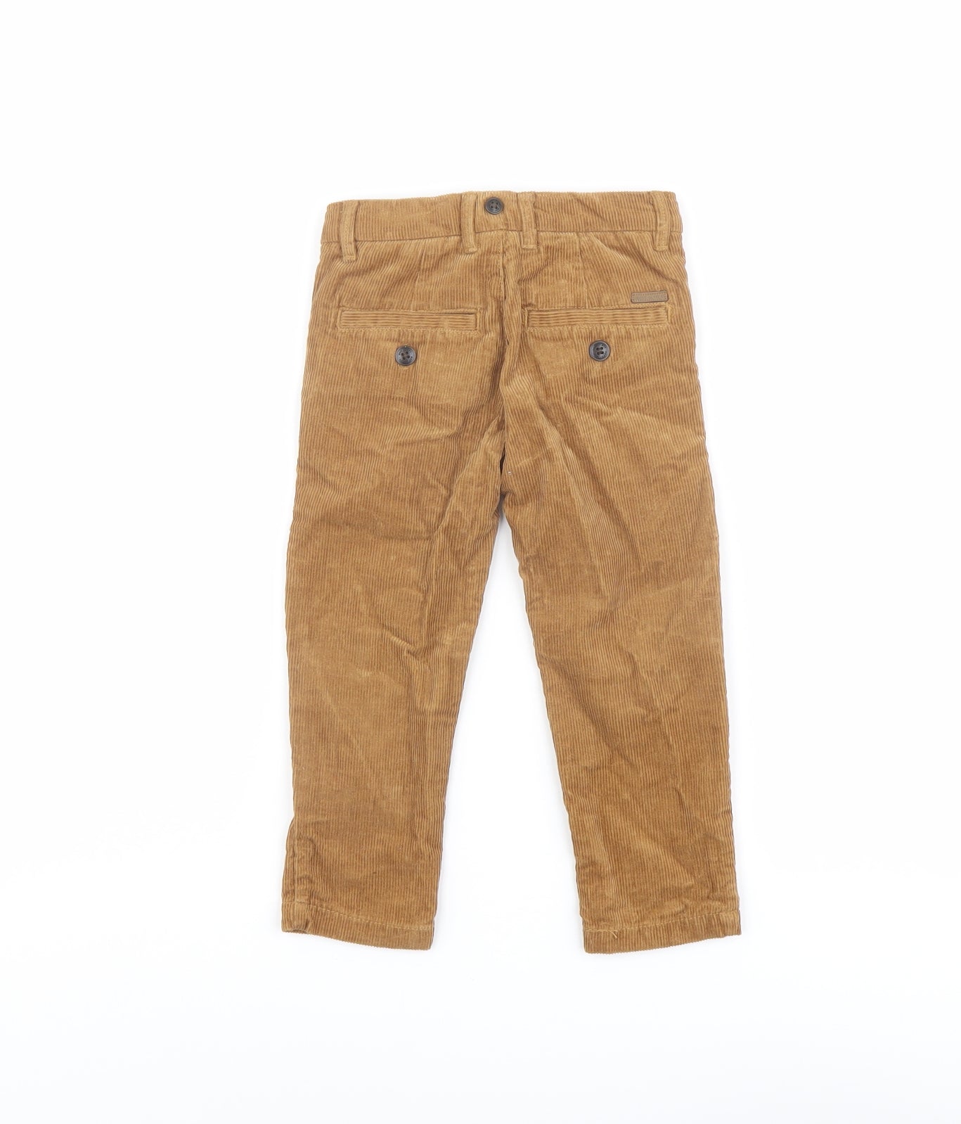 H&M Boys Brown Cotton Carrot Trousers Size 2 Years Regular Button