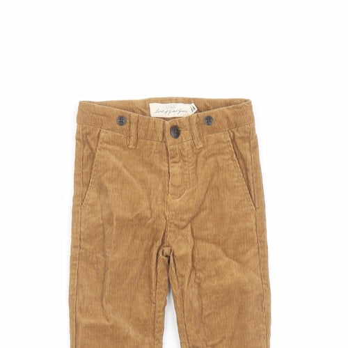 H&M Boys Brown Cotton Carrot Trousers Size 2 Years Regular Button
