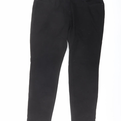NEXT Womens Black Cotton Straight Jeans Size 12 L27 in Regular Button