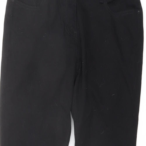 NEXT Womens Black Cotton Straight Jeans Size 12 L27 in Regular Button
