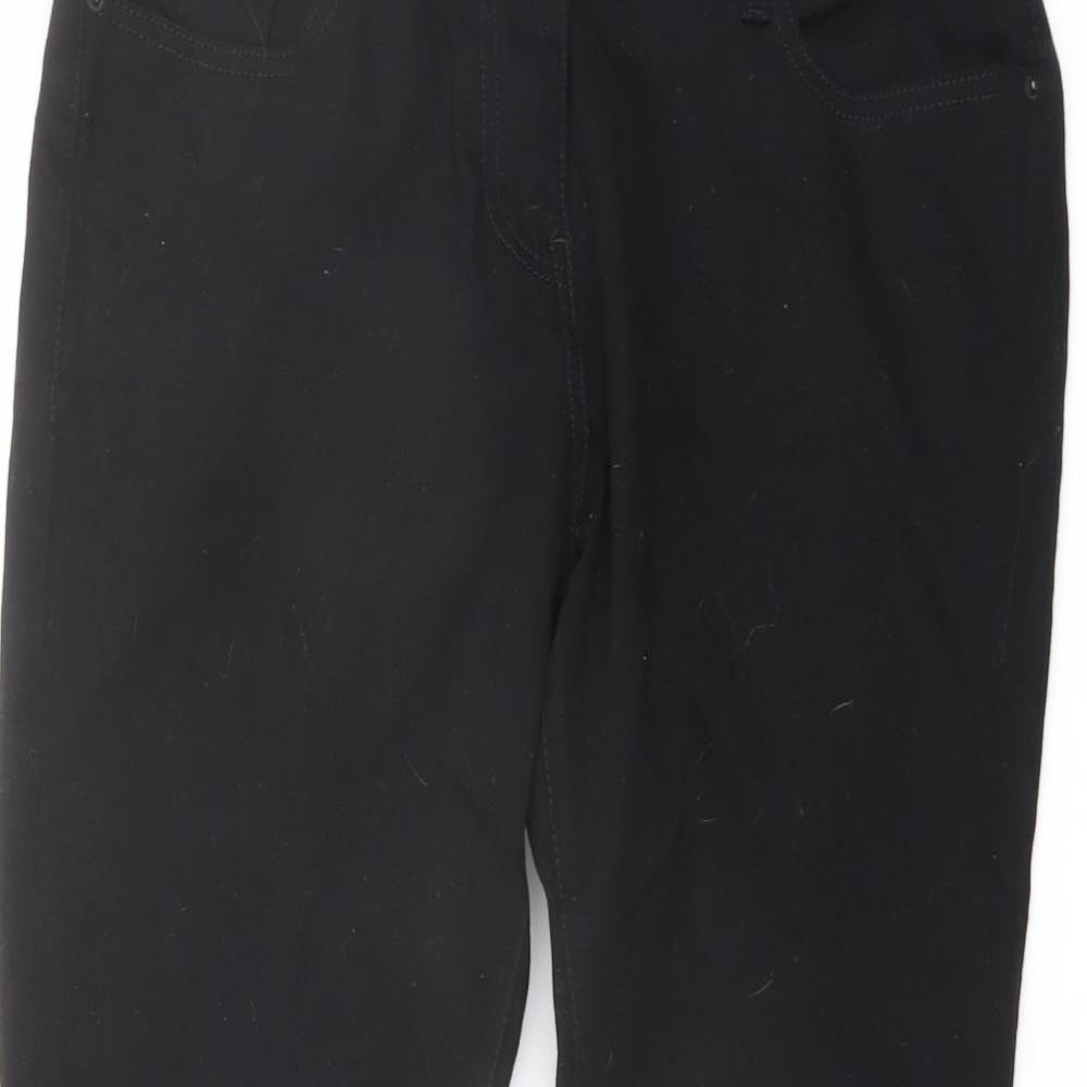 NEXT Womens Black Cotton Straight Jeans Size 12 L27 in Regular Button